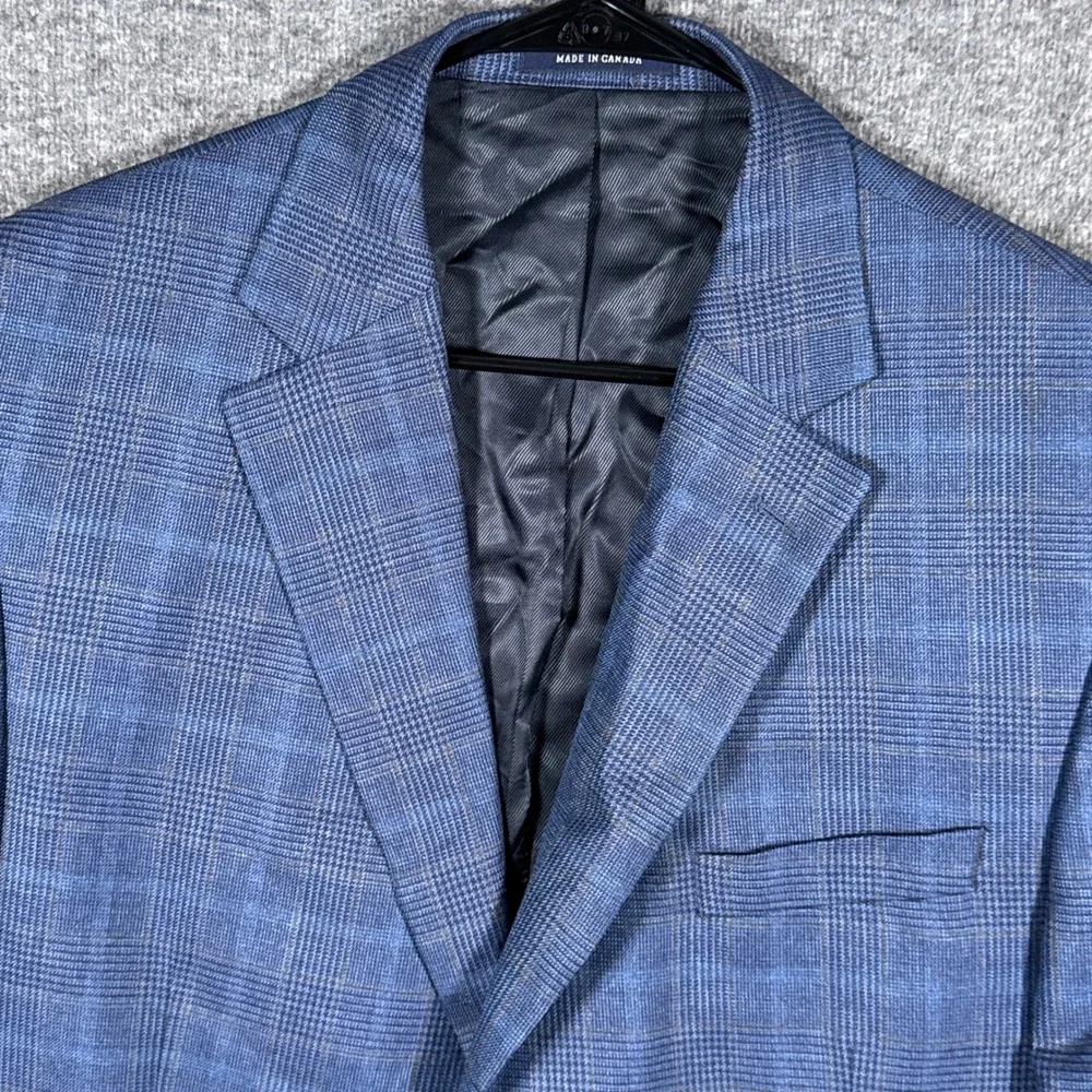 Loro Piana Sport Coat Mens 44R Blue Plaid 100% Wool Cremieux Blazer Jacket